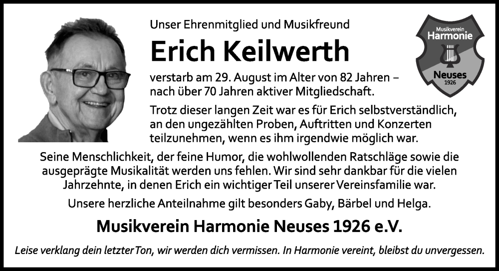 Traueranzeige für Erich Keilwerth vom 17.09.2022 aus Gelnhäuser Neue Zeitung