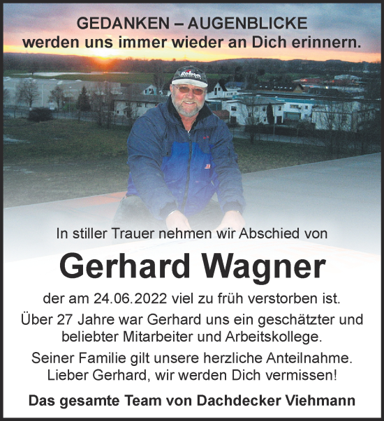 Traueranzeige von Gerhard Wagner von Gelnhäuser Neue Zeitung