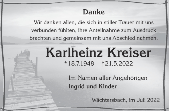 Traueranzeige von Karlheinz Kreiser von Gelnhäuser Neue Zeitung