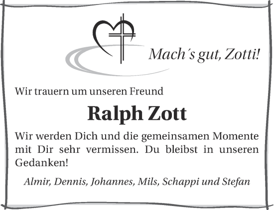 Traueranzeige von Ralph Zott von Gelnhäuser Neue Zeitung
