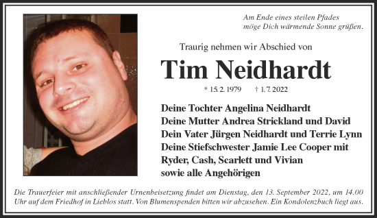 Traueranzeige von Tim Neidhardt von Gelnhäuser Neue Zeitung