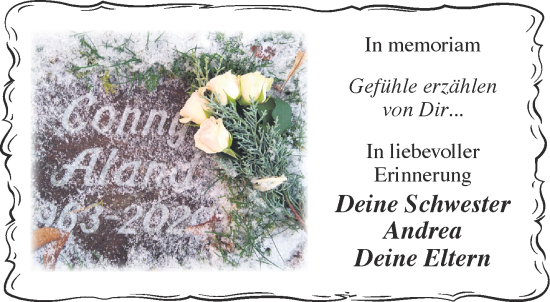 Traueranzeige von Conny Aland von Gelnhäuser Neue Zeitung