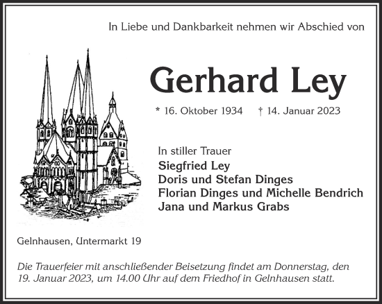 Traueranzeige von Gerhard Ley von Gelnhäuser Neue Zeitung