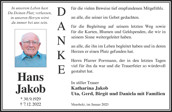 Traueranzeige von Hans Jakob von Gelnhäuser Neue Zeitung