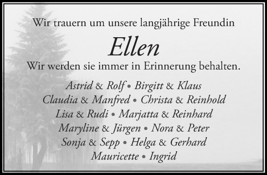 Traueranzeige von Ellen  von Mittelhessen-Bote