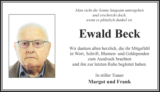 Traueranzeige von Ewald Beck von Gelnhäuser Neue Zeitung