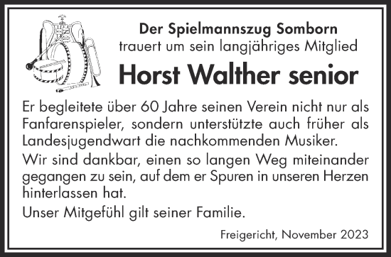 Traueranzeige von Horst Walther von Gelnhäuser Neue Zeitung