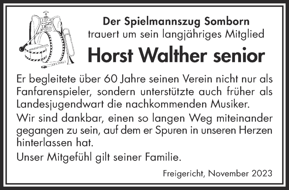  Traueranzeige für Horst Walther vom 11.11.2023 aus Gelnhäuser Neue Zeitung
