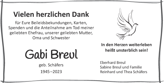 Traueranzeige von Gabi Breul von Gelnhäuser Neue Zeitung