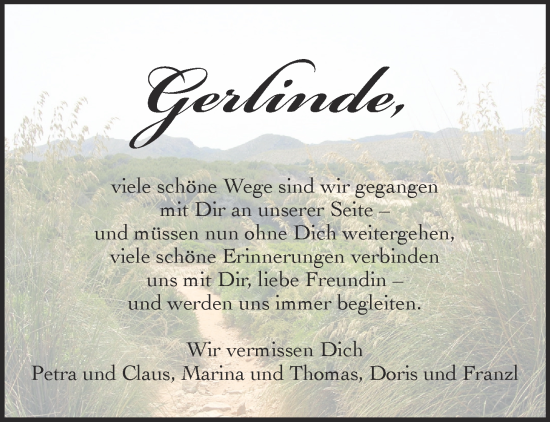 Traueranzeige von Gerlinde  von Mittelhessen-Bote