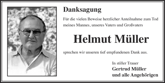 Traueranzeige von Helmut Müller von Gelnhäuser Neue Zeitung