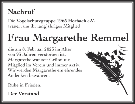 Traueranzeige von Margarethe Remmel von Gelnhäuser Neue Zeitung