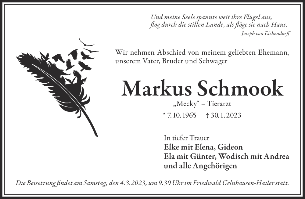  Traueranzeige für Markus Schmook vom 18.02.2023 aus Gelnhäuser Neue Zeitung