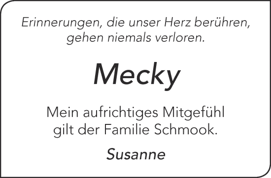Traueranzeige von Mecky  von Gelnhäuser Neue Zeitung