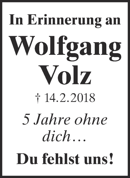 Traueranzeige von Wolfgang Volz von Gelnhäuser Neue Zeitung