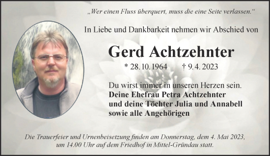 Traueranzeige von Gerd Achtzehnter von Gelnhäuser Neue Zeitung