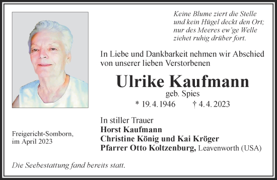 Traueranzeige von Ulrike Kaufmann von Mittelhessen-Bote