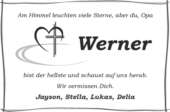 Traueranzeige von Werner  von Gelnhäuser Neue Zeitung