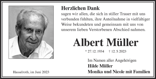 Traueranzeige von Albert Müller von Gelnhäuser Neue Zeitung