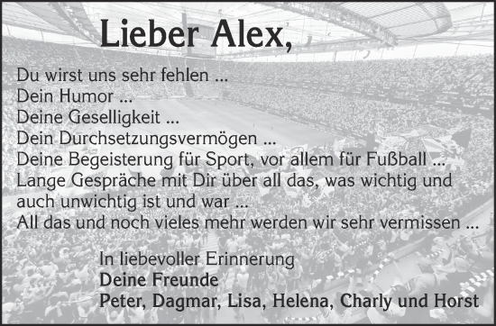 Traueranzeige von Alex Böhm von Gelnhäuser Neue Zeitung