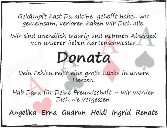 Traueranzeige von Donata  von Mittelhessen-Bote