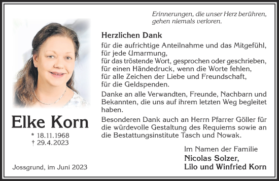 Traueranzeige von Elke Korn von Gelnhäuser Neue Zeitung