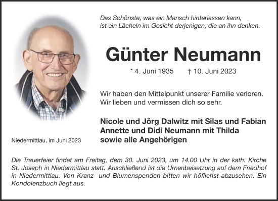 Traueranzeige von Günter Neumann von Mittelhessen-Bote