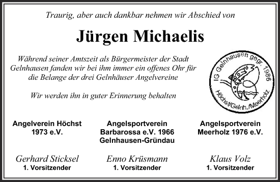 Traueranzeige von Jürgen Michaelis von Gelnhäuser Neue Zeitung