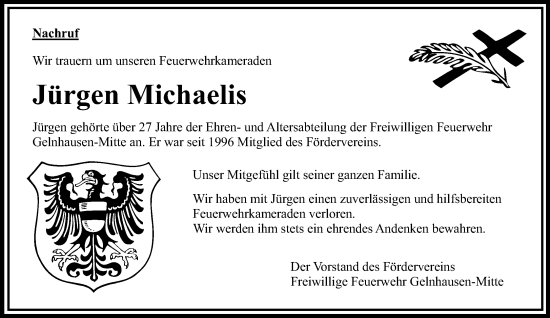 Traueranzeige von Jürgen Michaelis von Gelnhäuser Neue Zeitung