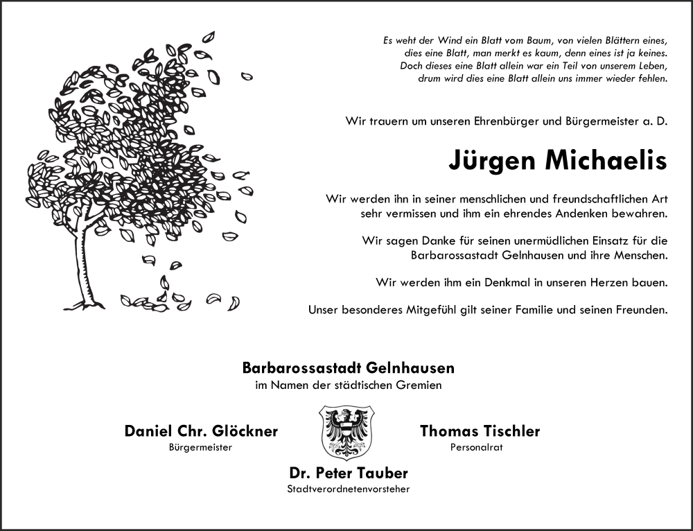  Traueranzeige für Jürgen Michaelis vom 03.06.2023 aus Mittelhessen-Bote