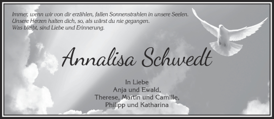 Traueranzeige von Annalisa Schwedt von Mittelhessen-Bote