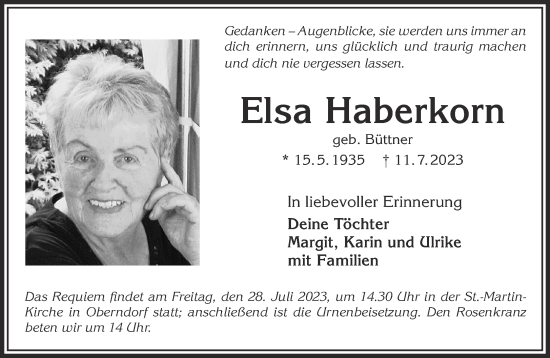 Traueranzeige von Elsa Haberkorn von Gelnhäuser Neue Zeitung