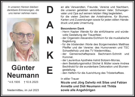 Traueranzeige von Günther Neumann von Gelnhäuser Neue Zeitung