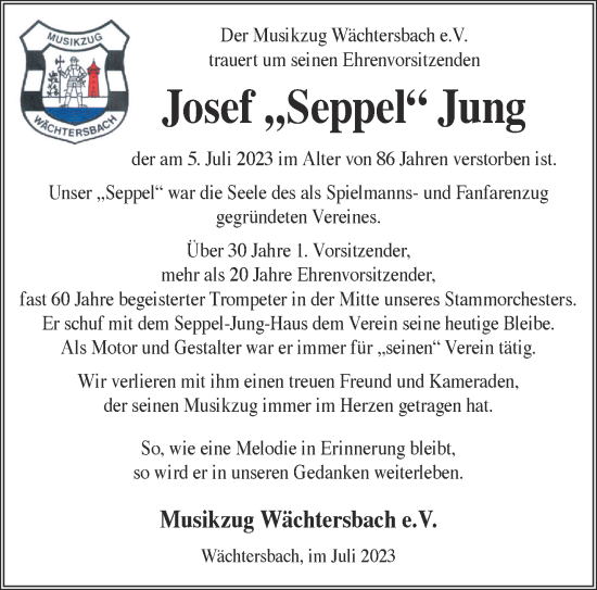 Traueranzeige von Josef Jung von Gelnhäuser Neue Zeitung