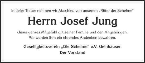 Traueranzeige von Josef Jung von Gelnhäuser Neue Zeitung