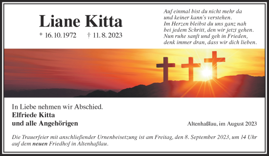 Traueranzeige von Elfriede Kitta von Gelnhäuser Neue Zeitung