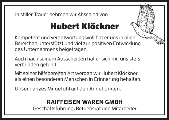 Traueranzeige von Hubert Klöckner von Gelnhäuser Neue Zeitung