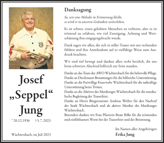 Traueranzeige von Josef Jung von Gelnhäuser Neue Zeitung