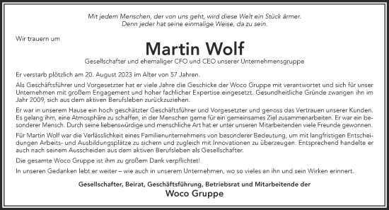 Traueranzeige von Martin Ottmar Wolf von Gelnhäuser Neue Zeitung