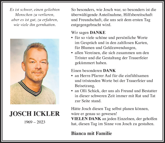 Traueranzeige von Joachim Ickler von Gelnhäuser Neue Zeitung