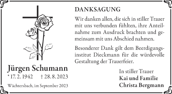 Traueranzeige von Jürgen Schumann von Gelnhäuser Neue Zeitung