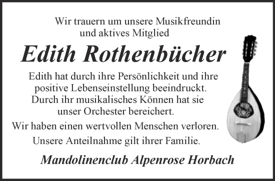 Traueranzeige von Edith Rothenbücher von Gelnhäuser Neue Zeitung