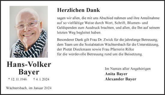 Traueranzeige von Hans-Volker Bayer von Gelnhäuser Neue Zeitung