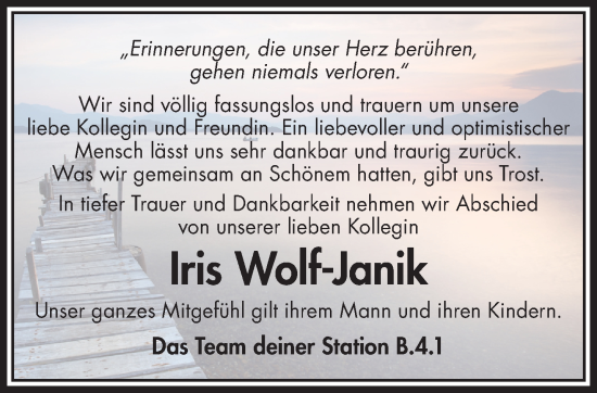 Traueranzeige von Iris Wolf-Janik von Mittelhessen-Bote