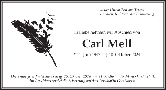 Traueranzeige von Carl Mell von Gelnhäuser Neue Zeitung