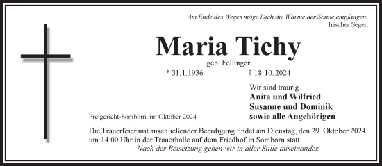 Traueranzeige von Maria Tichy von Gelnhäuser Neue Zeitung