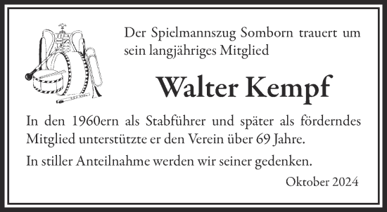 Traueranzeige von Walter Kempf von Gelnhäuser Neue Zeitung