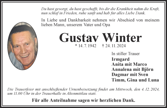 Traueranzeige von Gustav Winter von Gelnhäuser Neue Zeitung