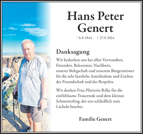 Traueranzeige von Hans Peter Genert von Gelnhäuser Neue Zeitung