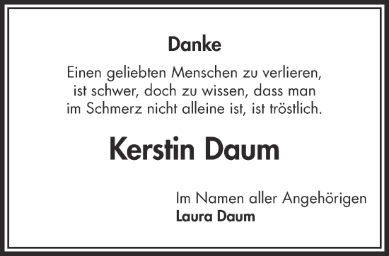 Traueranzeige von Kerstin Daum von Gelnhäuser Neue Zeitung